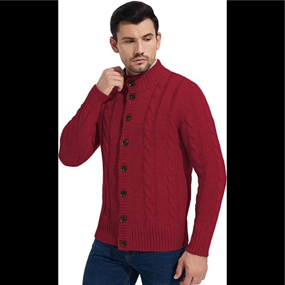 New Mens Rayon Cardigan Sweater w/ 8 Button Closure Multiple Sizes